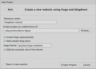 Create a website using Hugo and blogdown