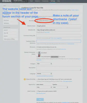 Configure Disqus for your site