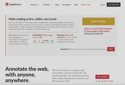 Screenshot of hypothe.is' website