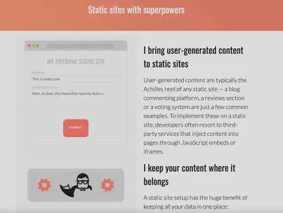 Screenshot of Staticman's website