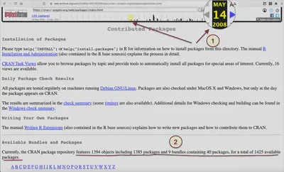 Screenshot of the 'Contributed Package' page from May 14, 2008.