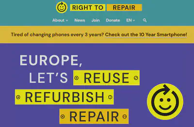 Screenshot of the 'Right to Repair Initiative' homepage.